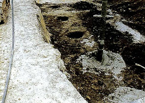 掘削した箇所の地盤改良（柱状改良）